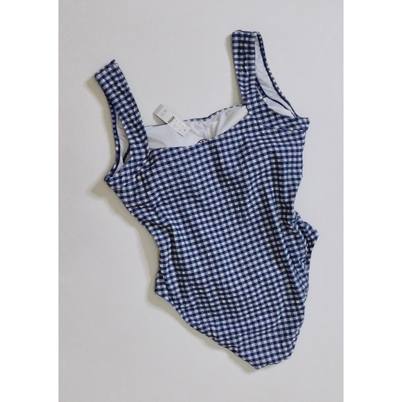NWT! J. CREW Nia Ruched Squareneck One-Piece Blue White Dark Evening Swimsuit 18 - Picture 9 of 16